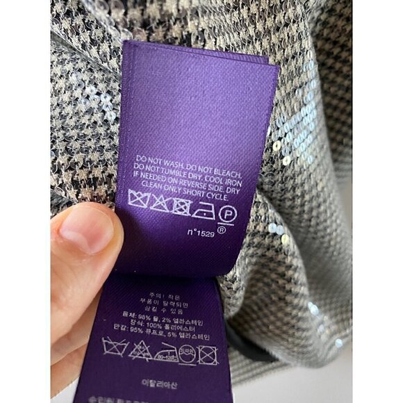 Ralph Lauren Purple Label Corsica Cocktail Dress 10 Houndstooth Sequins - Picture 11 of 14
